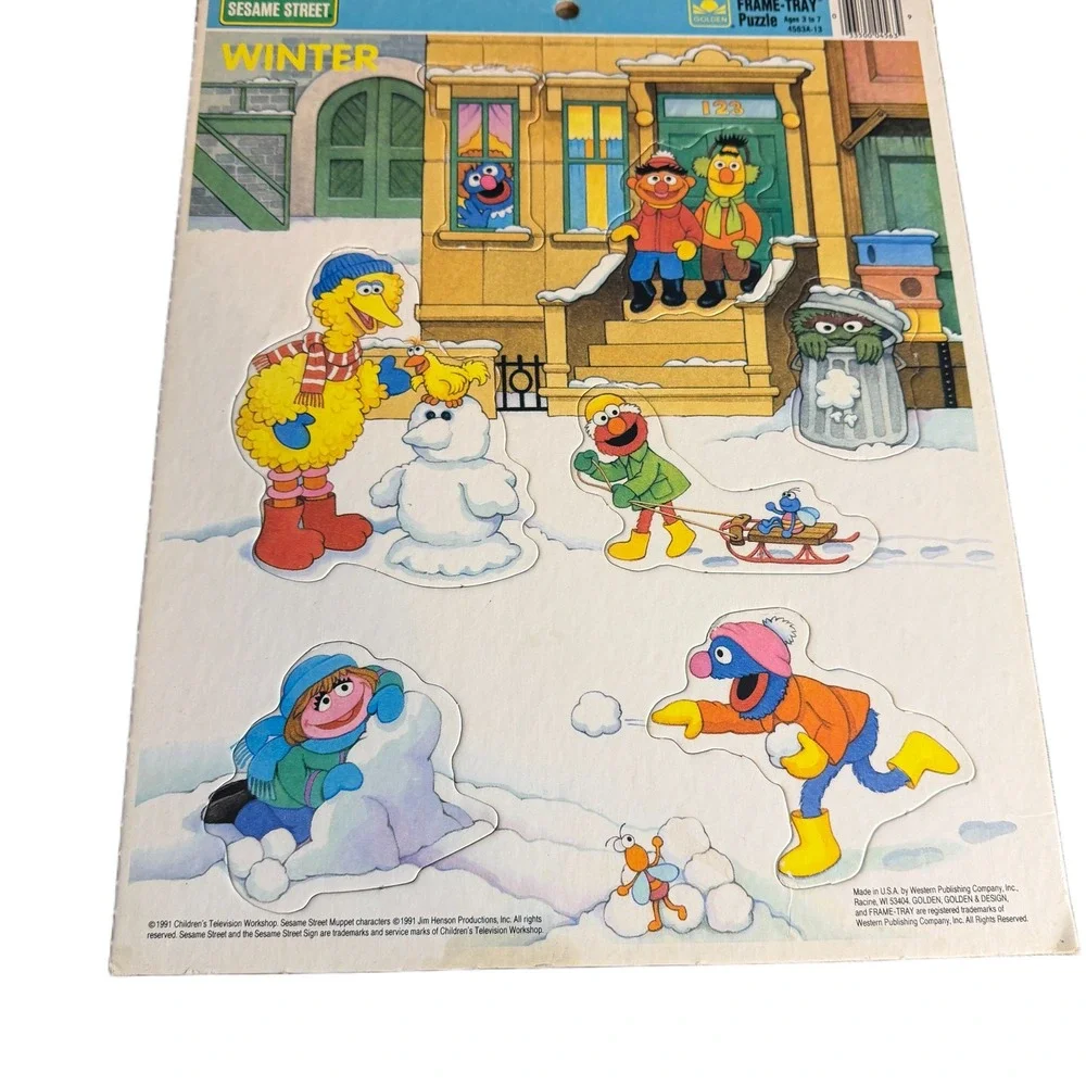 Vintage 1991 Sesame Street Winter‎ Frame-Tray Puzzle Golden Big Bird Elmo